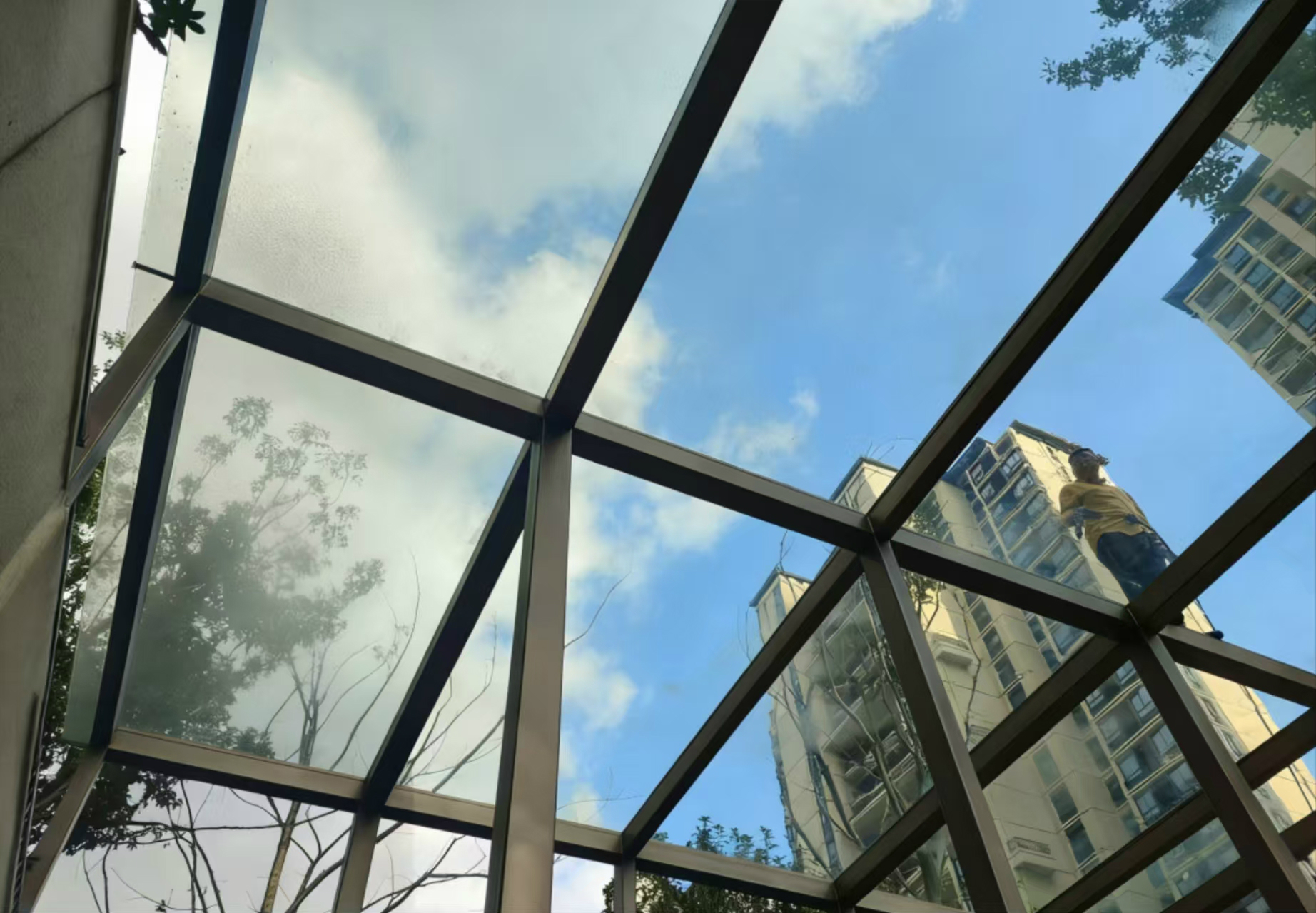 自行車庫頂棚打掃后